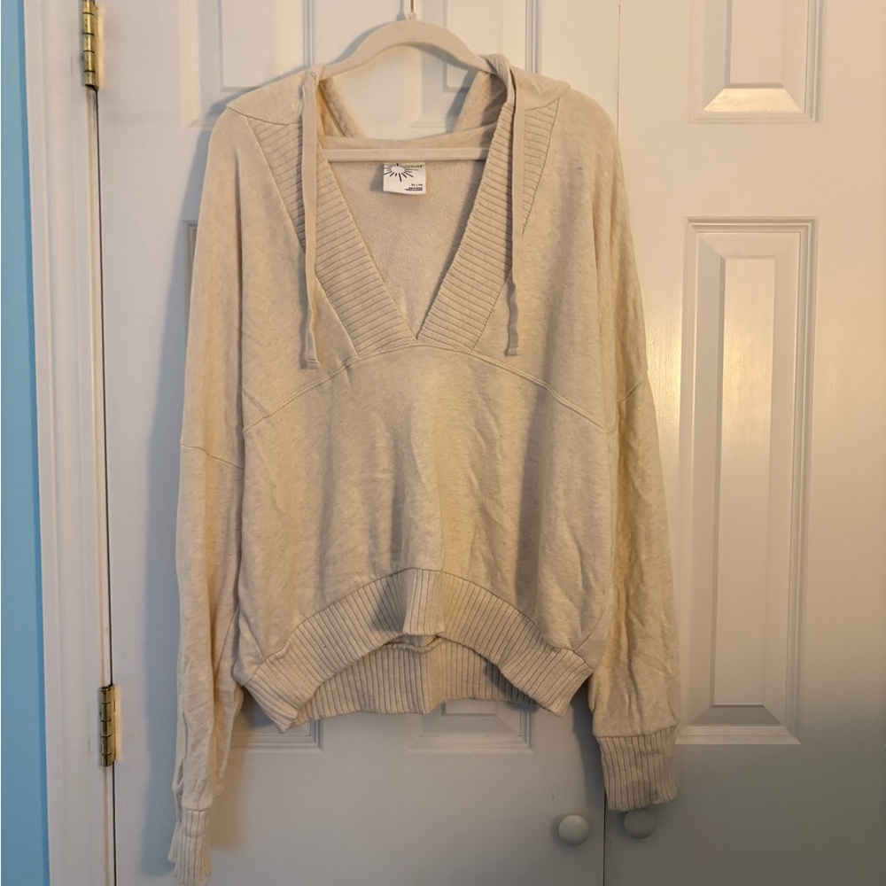 Aerie Cream Relaxed Fit Hoodie Sweatshirt